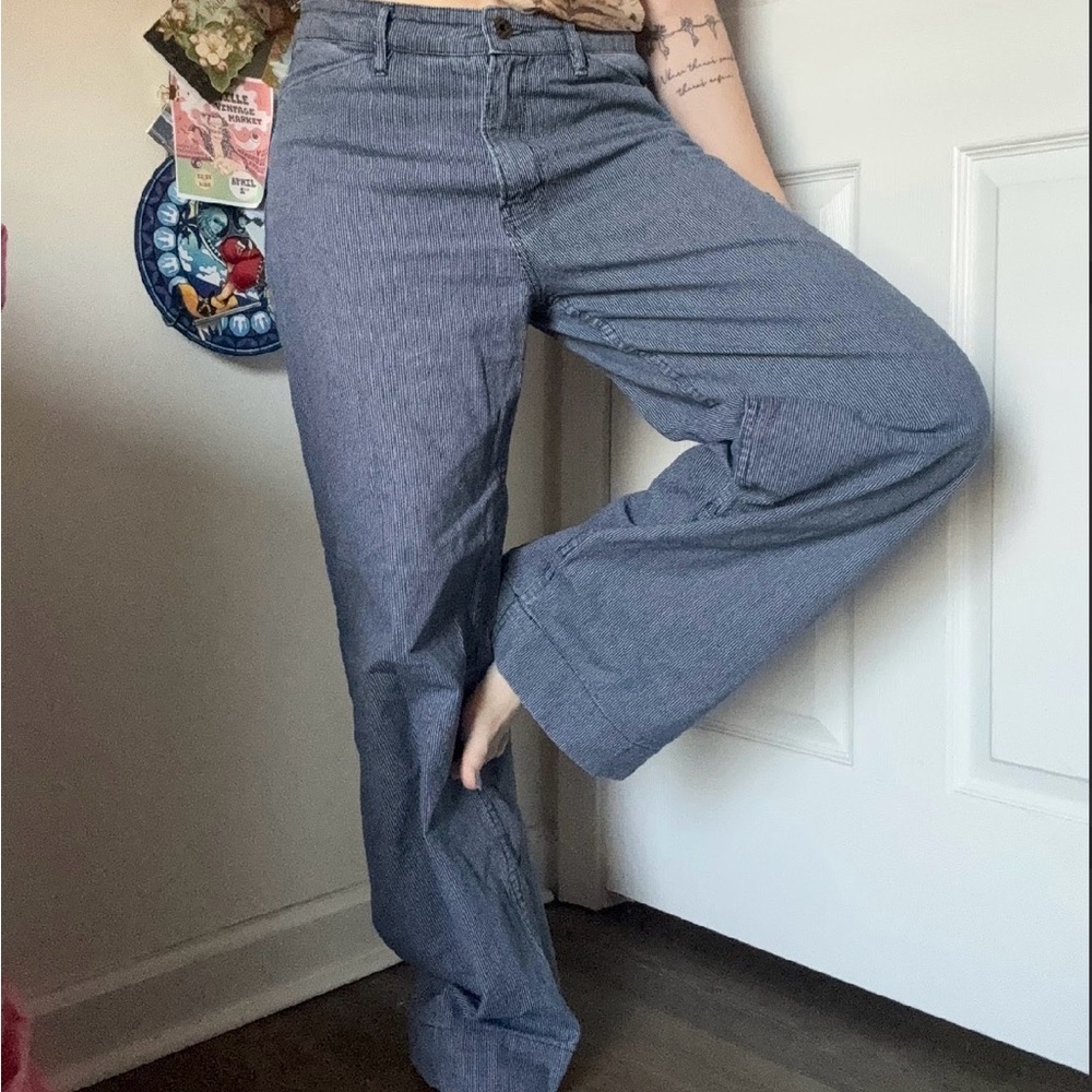 Billy Reid Navy and White Striped Pants Medium